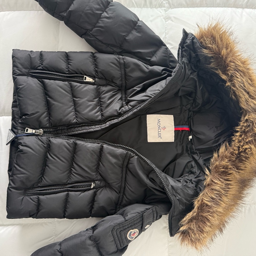 Moncler Black Quilted Jacket with Logo Patch